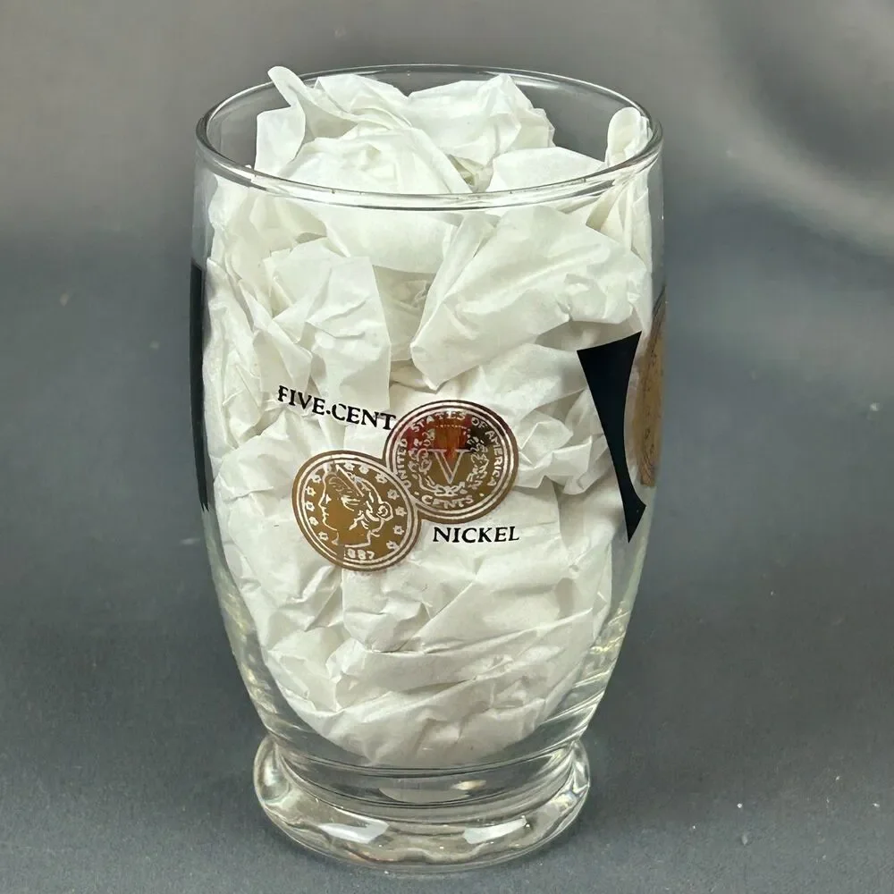 CERA Glasses Gold Black COINS by Bob Wallack MCM Tumbler Set of 6 NOS 1963